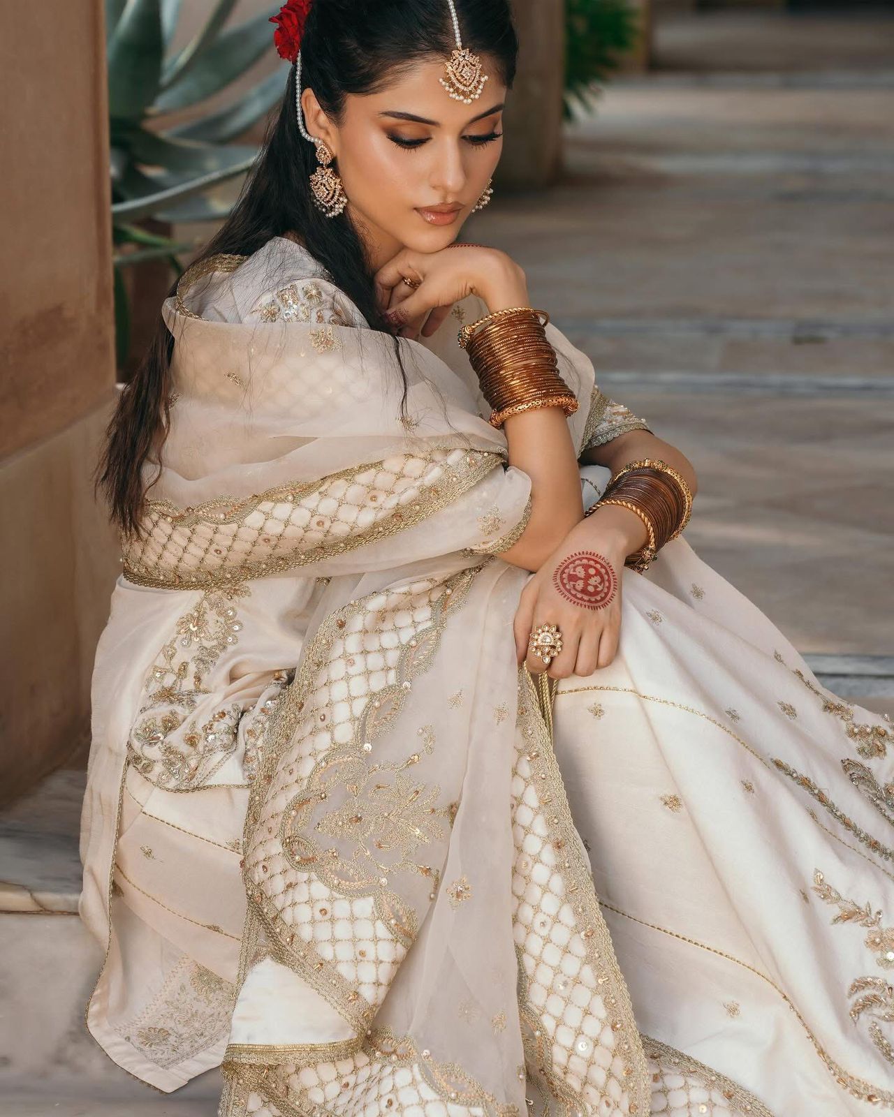 Kanwal Malik Ivory Luxury Edition – Korean Silk Embroidered Formal Set