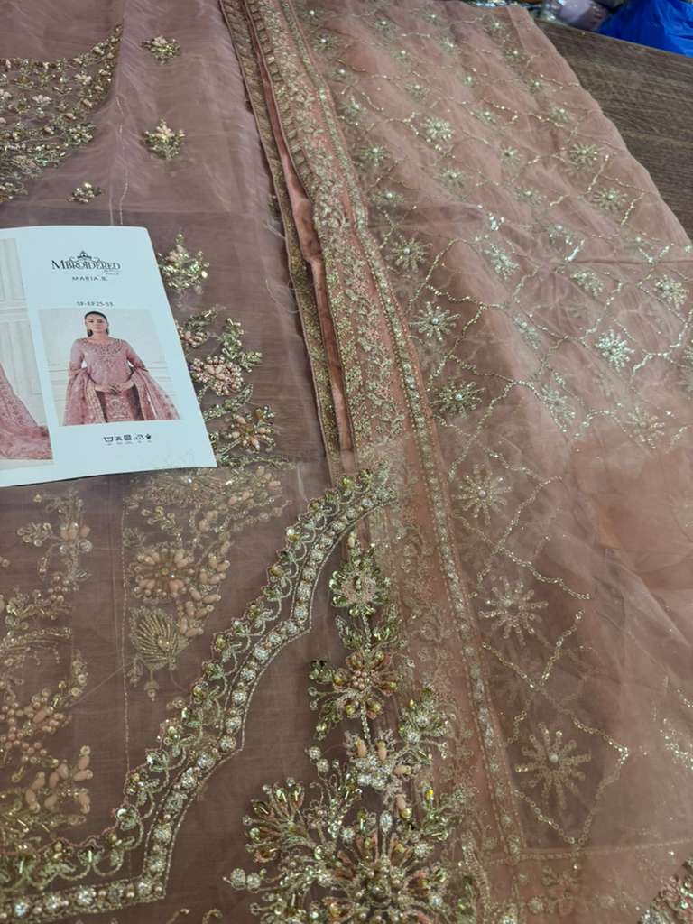 Maria B Chiffon Wedding Edition – Ice Blue Organza Embroidered Sharara Set