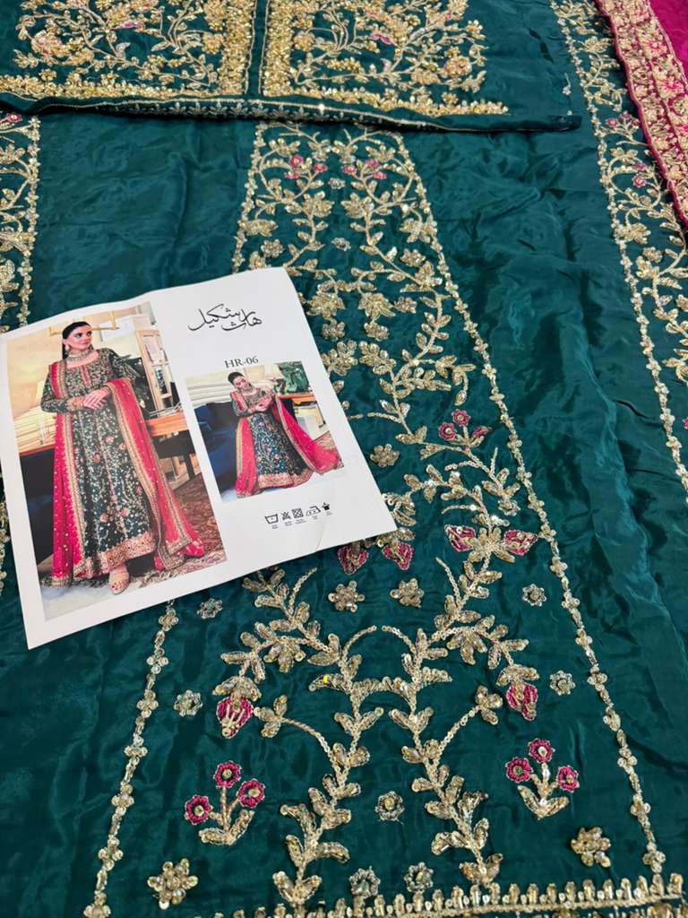 Haris Shakeel Luxury Raw Silk 3 Piece Unstitched Dress – Hand-Embellished Formal Wear