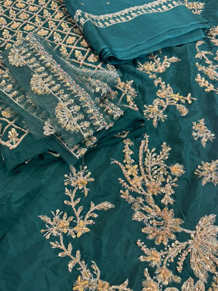 Tabya Mehrma Wedding Edition – Pure Sheesha Silk Green Formal Ensemble