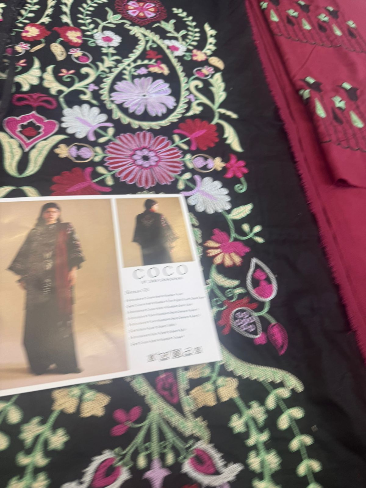 COCO by Zara Shahjahan Breeze-7B – Black Khaddar Winter Suit with Maroon Shawl