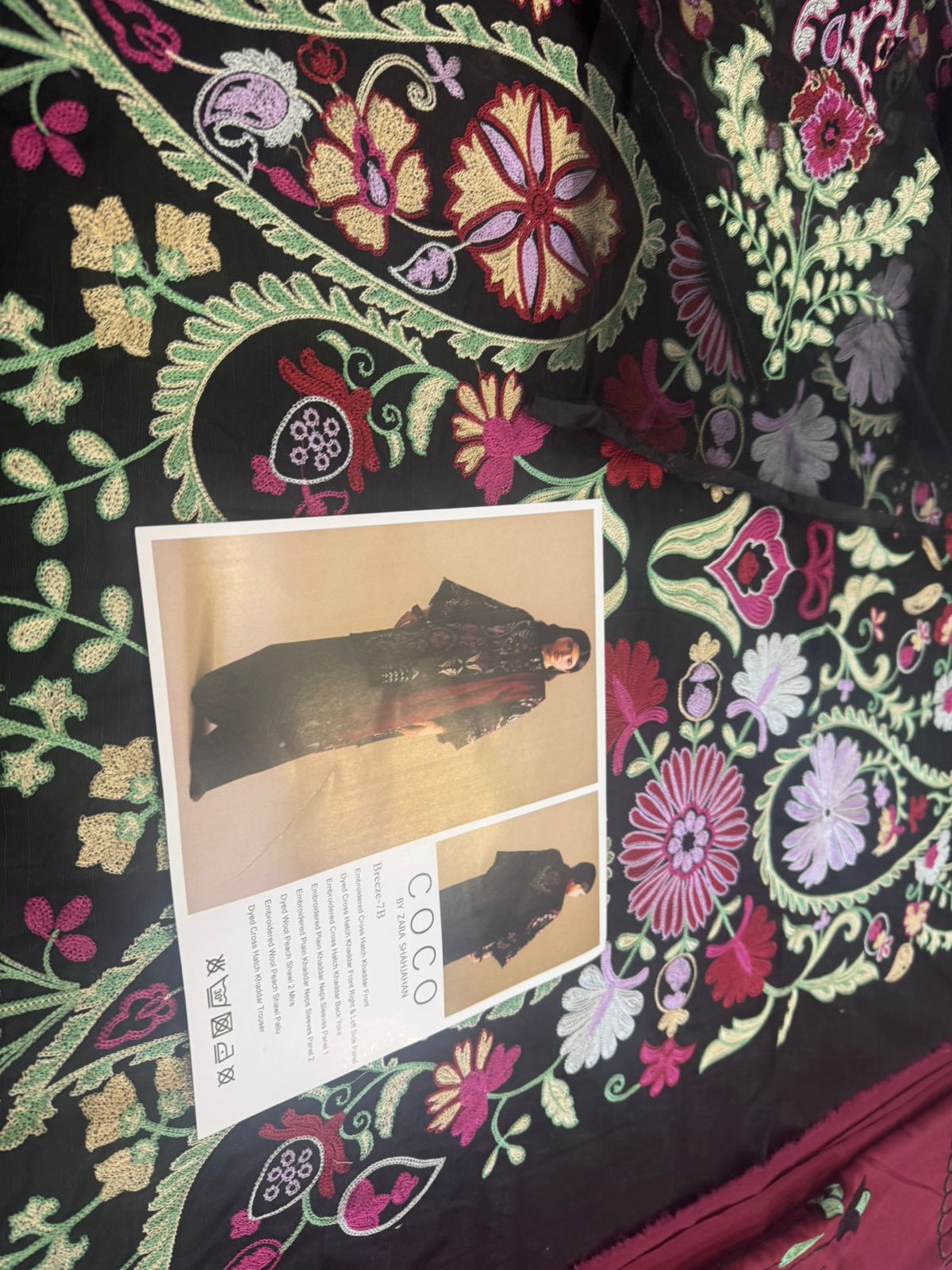 COCO by Zara Shahjahan Breeze-7B – Black Khaddar Winter Suit with Maroon Shawl