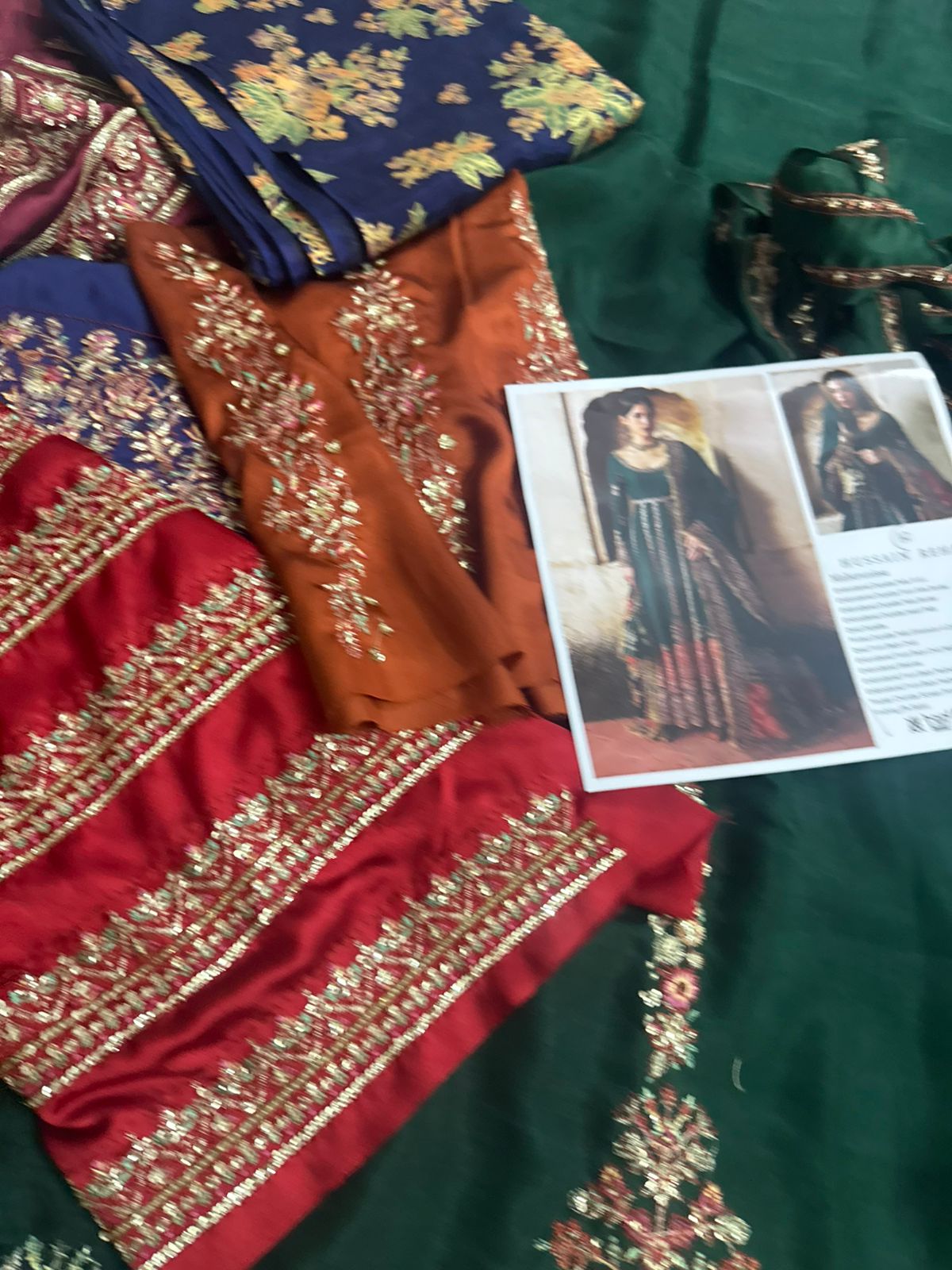 Hussain Rehar Massarat Meherunissa – Emerald Green Embroidered Raw Silk Formal Suit