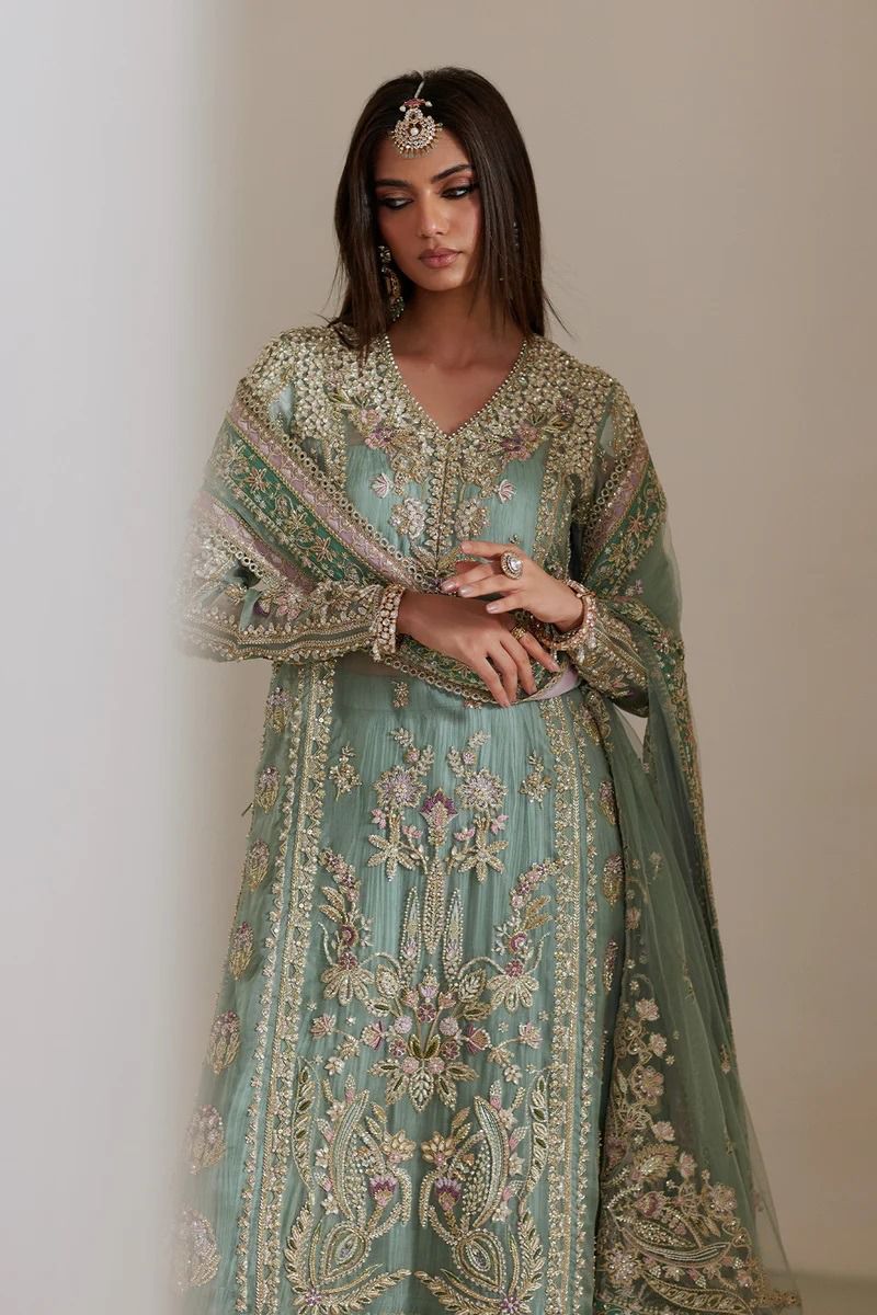 Saad Bin Shahzad Turquoise Embellished Sharara Set – Luxury Wedding Edition