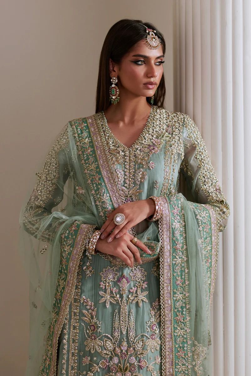 Saad Bin Shahzad Turquoise Embellished Sharara Set – Luxury Wedding Edition