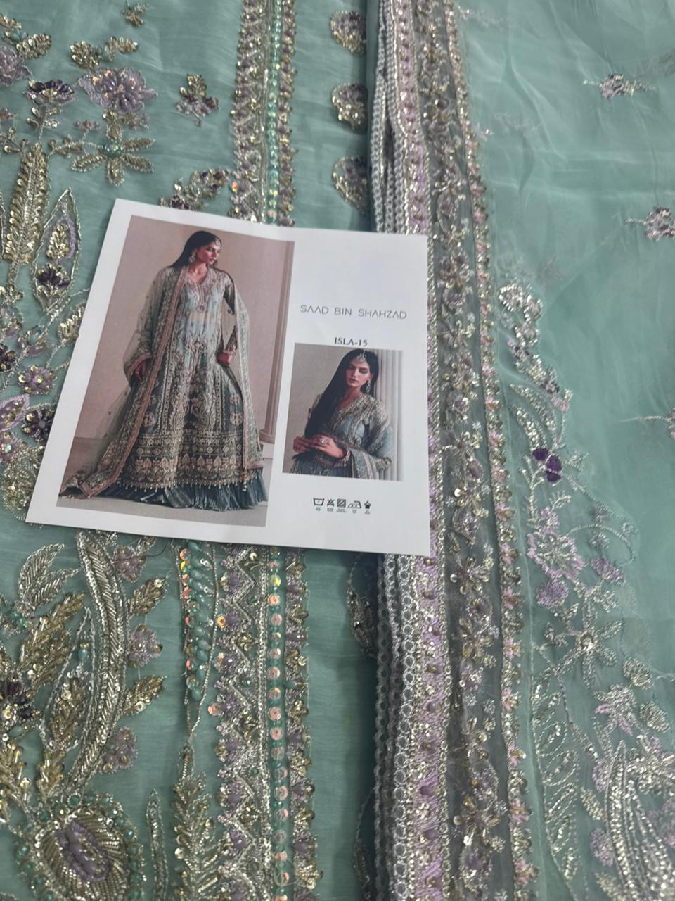 Saad Bin Shahzad Turquoise Embellished Sharara Set – Luxury Wedding Edition