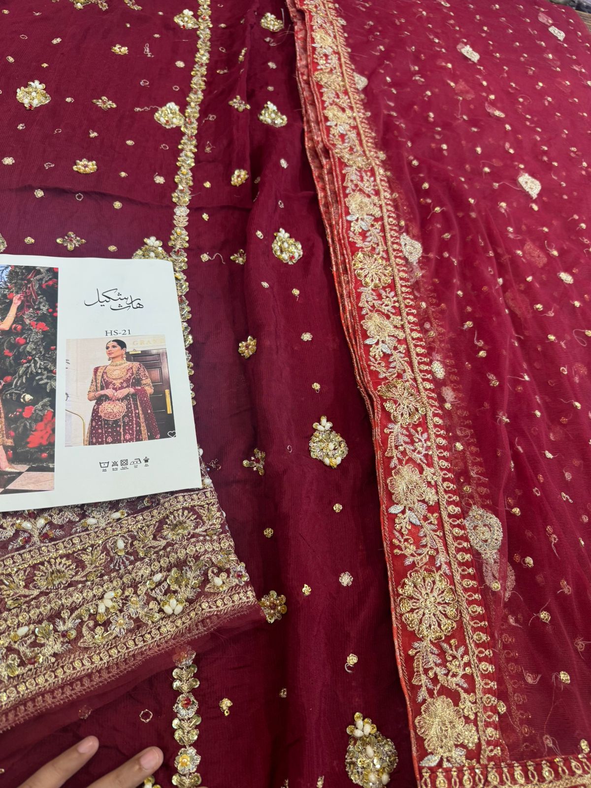 Haris Shakeel Luxury Embroidered Silk Dress – Ready-to-Wear Party Edition