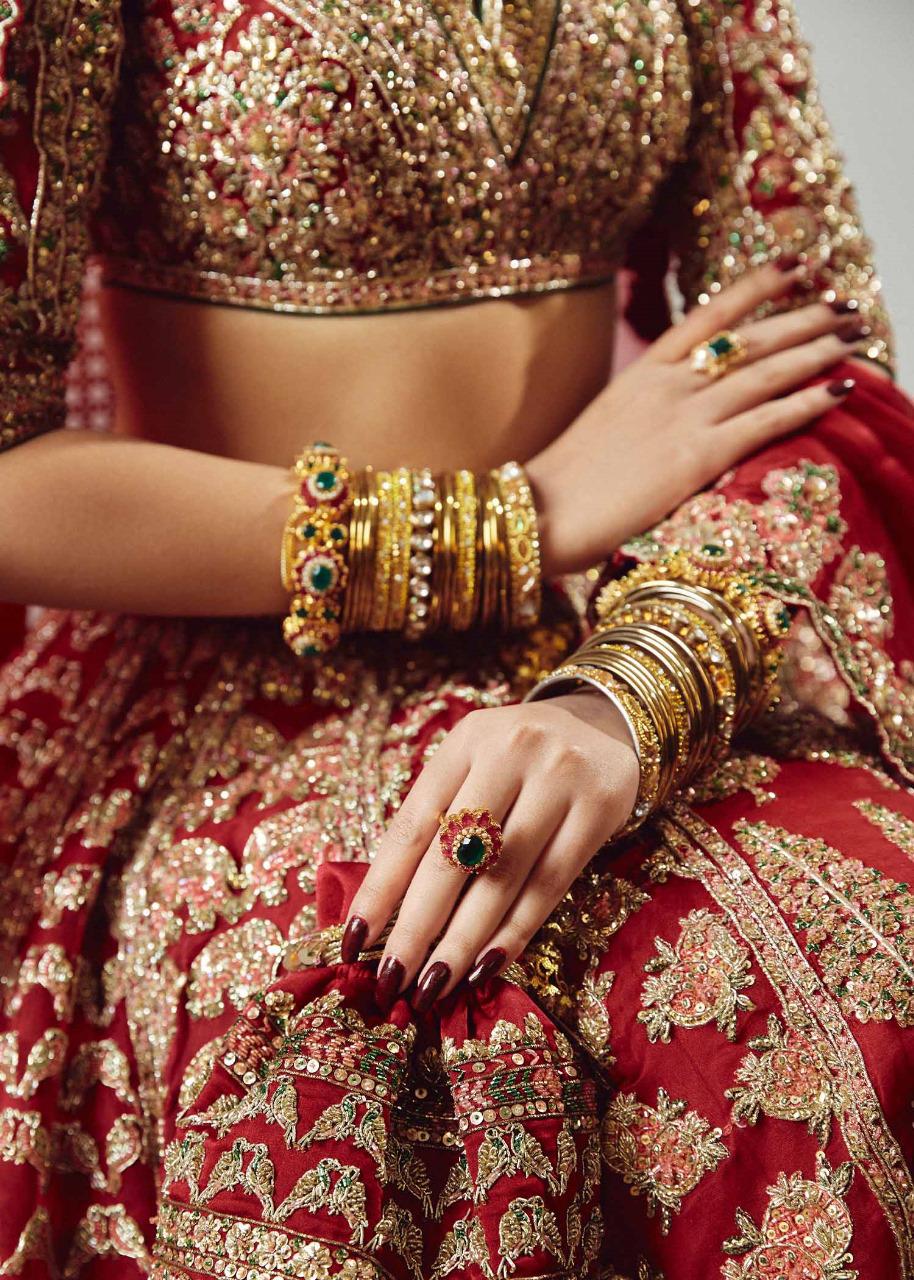 Hussain Rehar Red Pure Organza Lehenga Choli| Luxury Wedding &Festive Wear