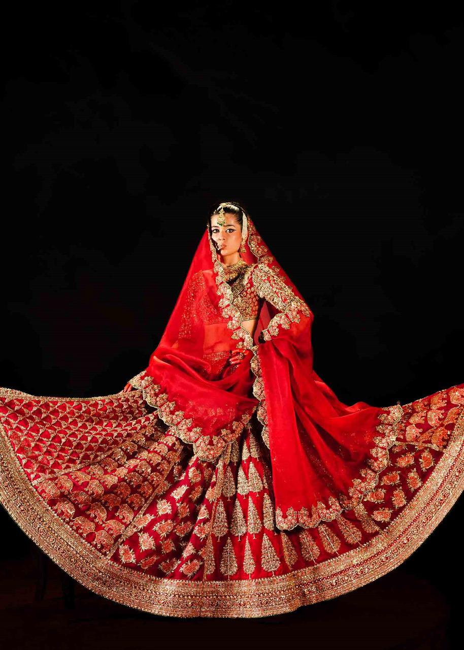 Hussain Rehar Red Pure Organza Lehenga Choli| Luxury Wedding &Festive Wear