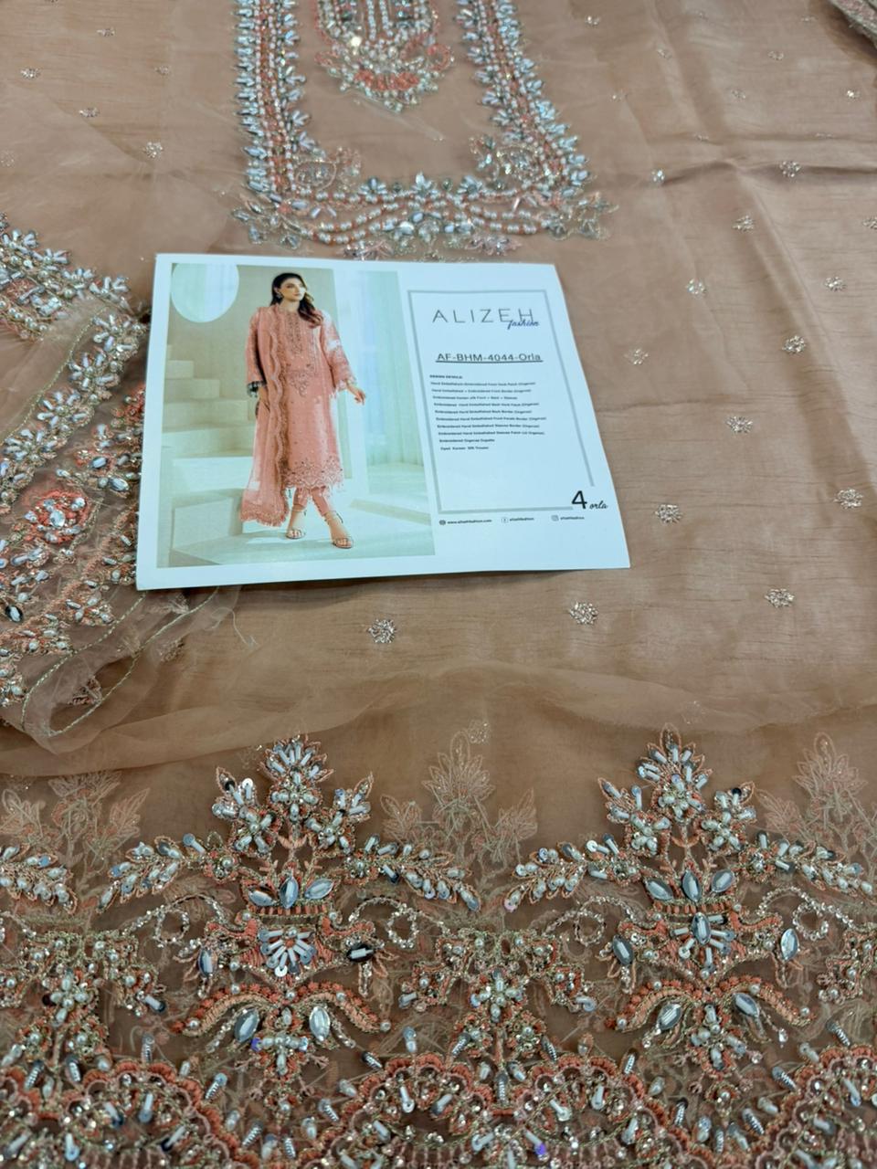 Alizeh Blush Pink Embroidered Formal Suit | Luxury Organza 3-Piece Dress