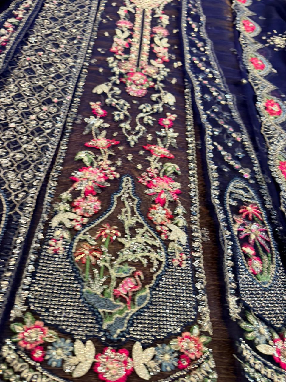 Republic Womenswear Pastel Net Gown | Luxury Embroidered Formal Dress