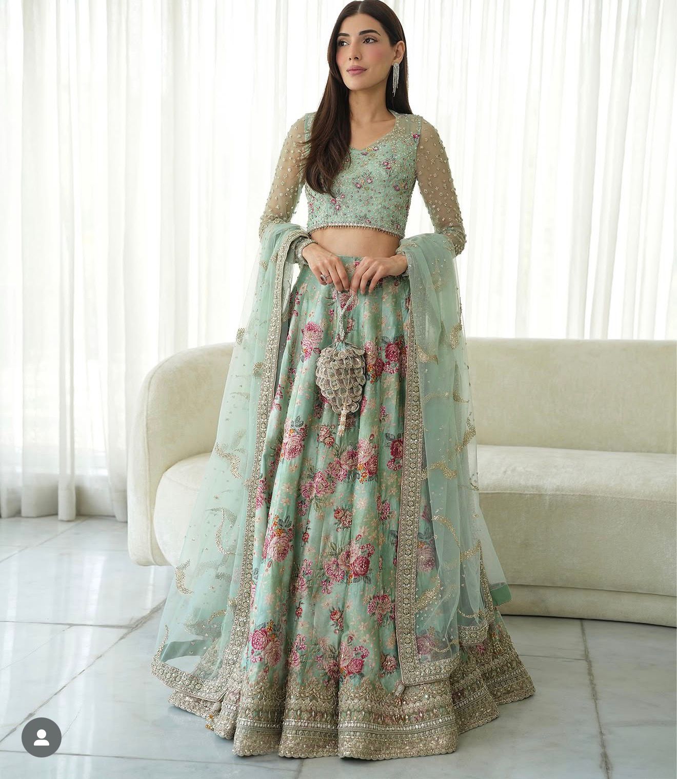 Faiza Saqlain – Rosabella Sea Green Wedding Ensemble