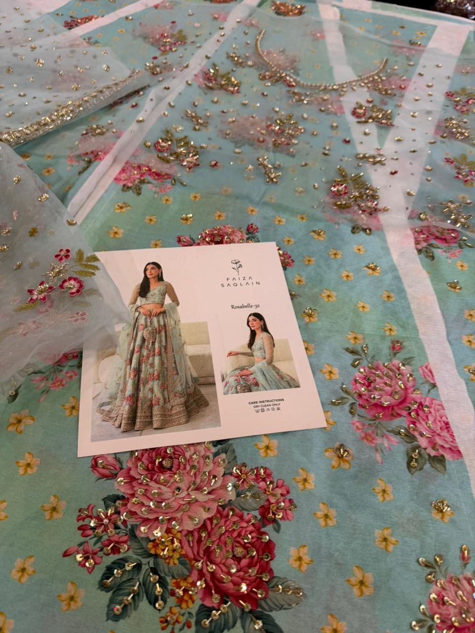 Faiza Saqlain – Rosabella Sea Green Wedding Ensemble