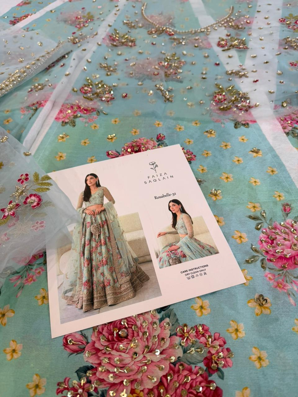 Faiza Saqlain – Rosabella Sea Green Wedding Ensemble