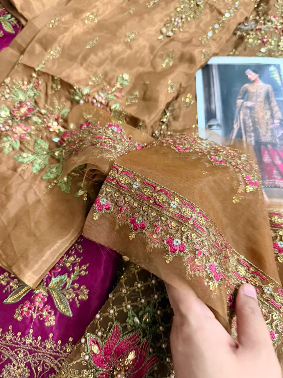 Maria B Luxury Soirée – Embroidered Chiffon Raw Silk Ensemble