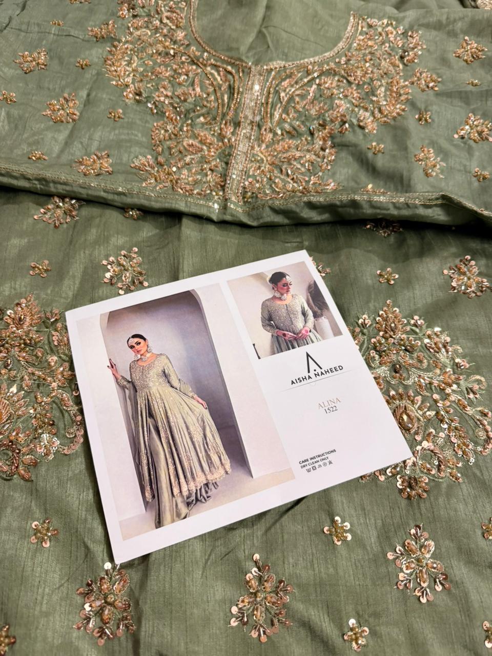 Saira Shakira – Light Green Hand-Embellished Raw Silk Ensemble