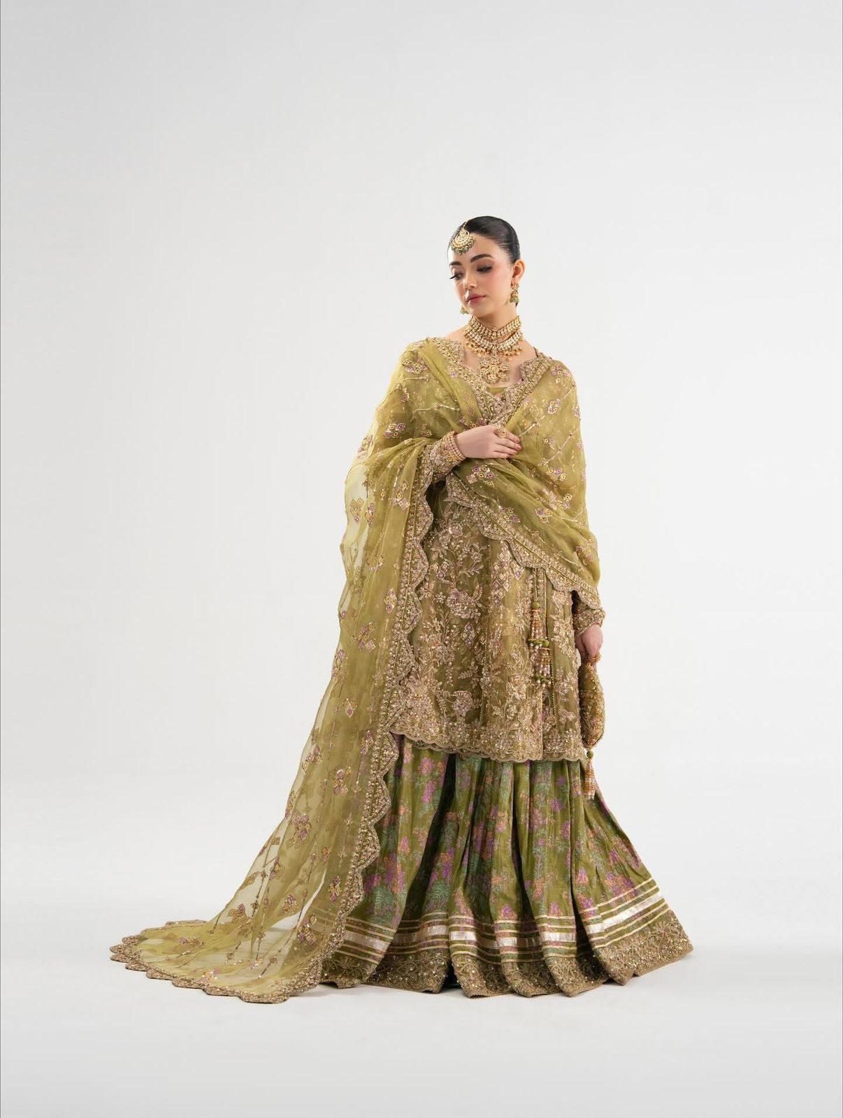 Kanwal Malik Olive Green Angrakha | Luxury Formal Wear | Buy Online clothesforum Kanwal Malik Olive Green Angrakha | Luxury Formal Wear | Buy Online clothesforum