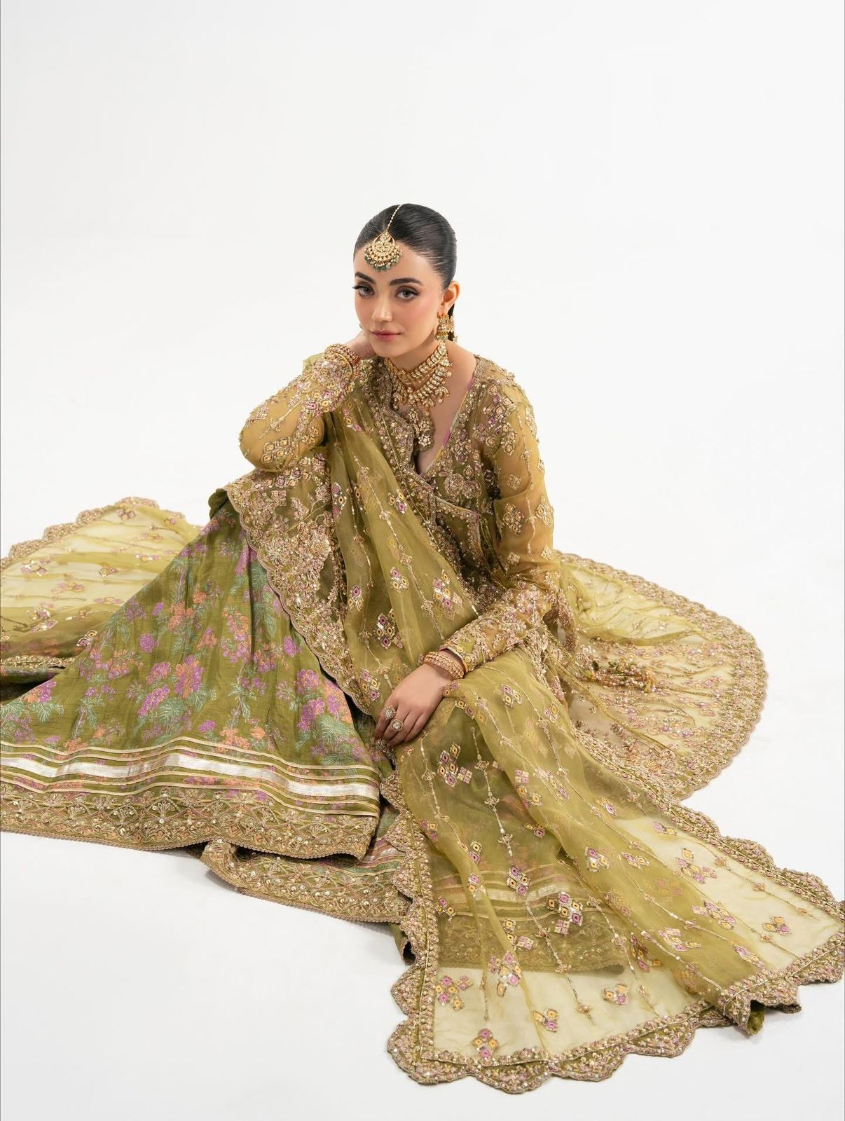 Kanwal Malik Olive Green Angrakha | Luxury Formal Wear | Buy Online clothesforum Kanwal Malik Olive Green Angrakha | Luxury Formal Wear | Buy Online clothesforum