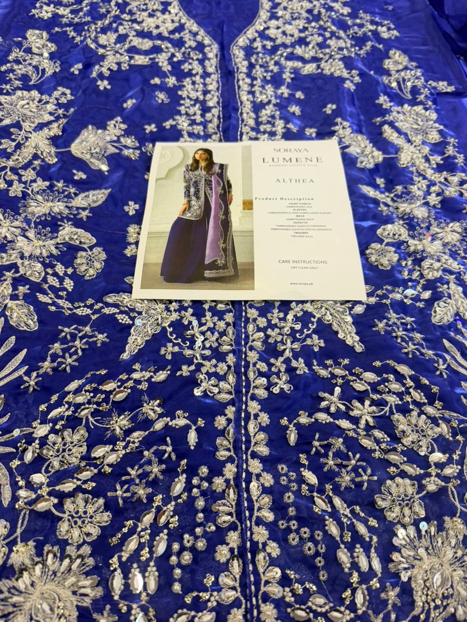 Soraya Floral Printed Purple Silk Suit | Luxury Unstitched