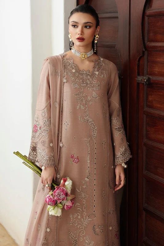 Qalamkar Qline Skin Chikenkari Linen Suit | Luxury Winter Wear