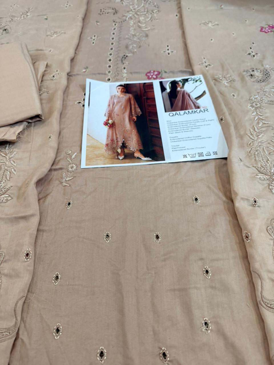 Qalamkar Qline Skin Chikenkari Linen Suit | Luxury Winter Wear