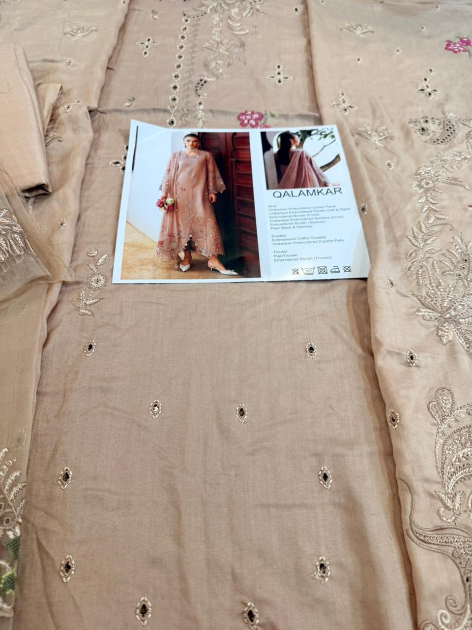 Qalamkar Qline Skin Chikenkari Linen Suit | Luxury Winter Wear