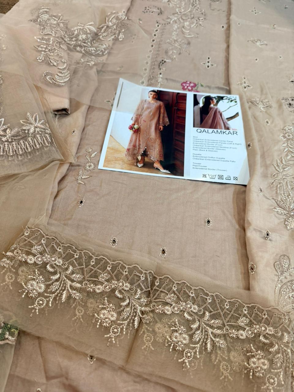 Qalamkar Qline Skin Chikenkari Linen Suit | Luxury Winter Wear