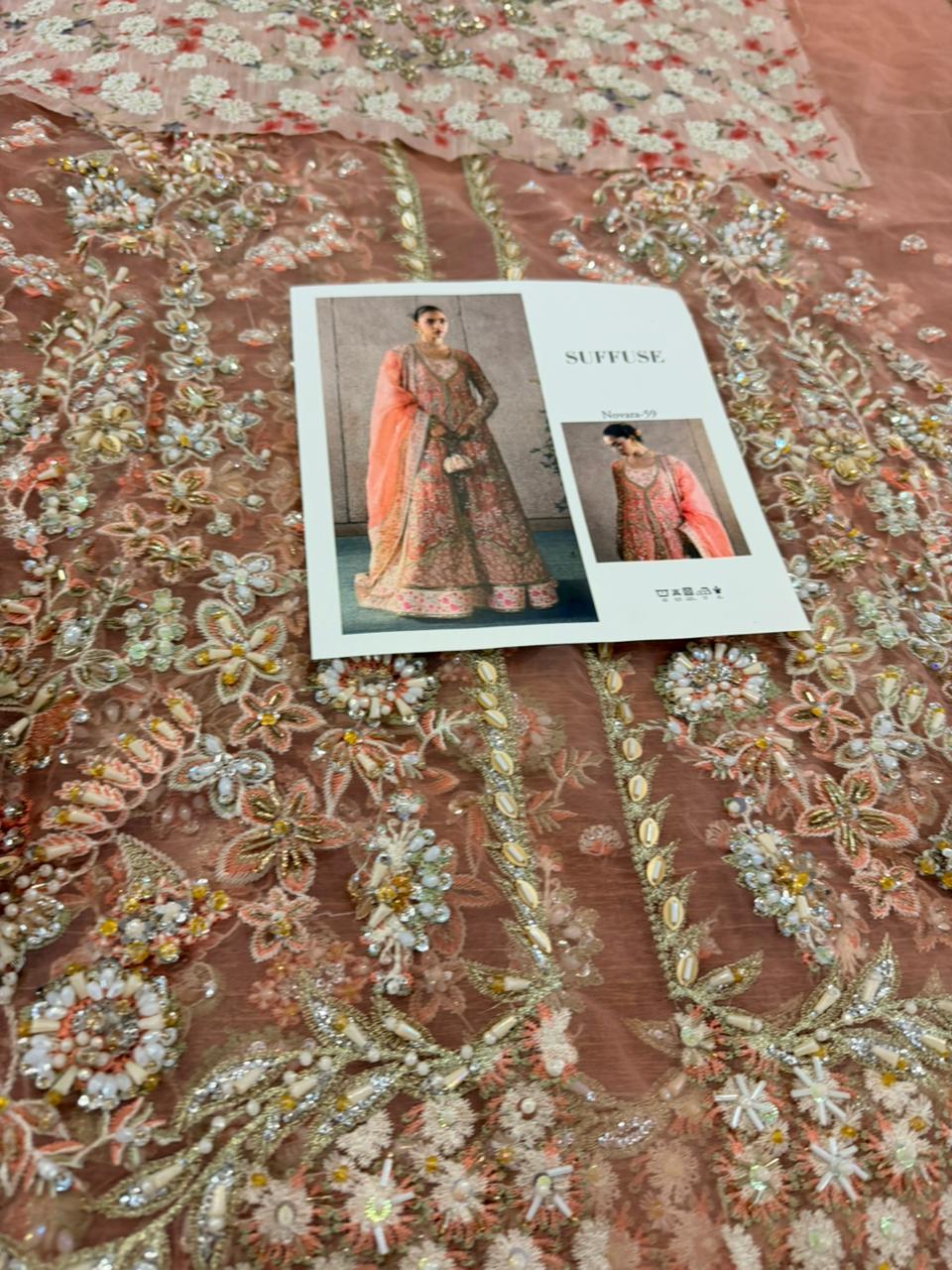 Suffuse by Sana Yasir Rose Coral Hand-Embroidered Pishwas Set