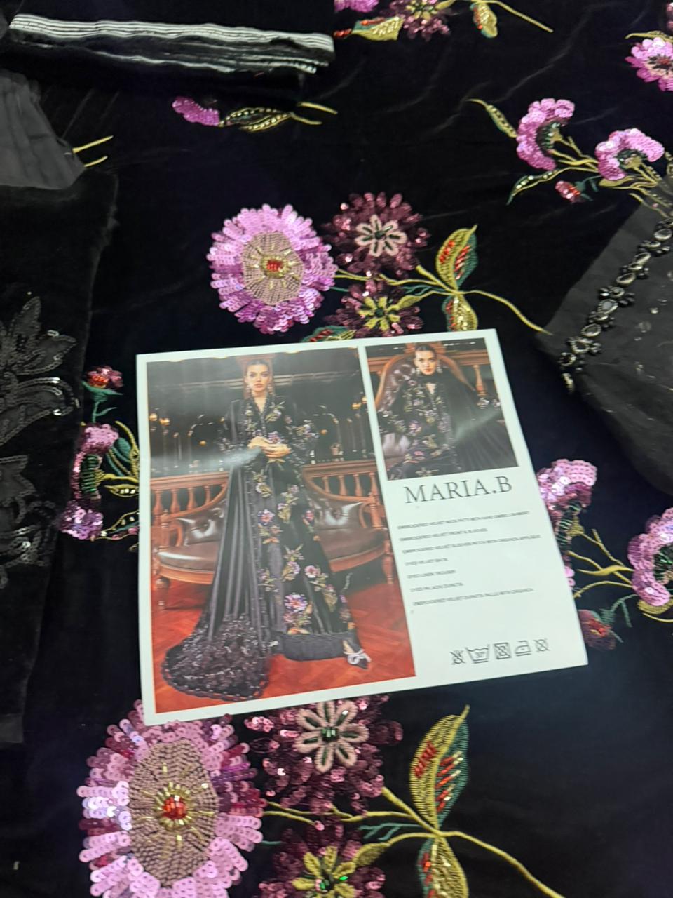 Maria B Winter Luxe Black Velvet Suit | Hand Embellished Formal