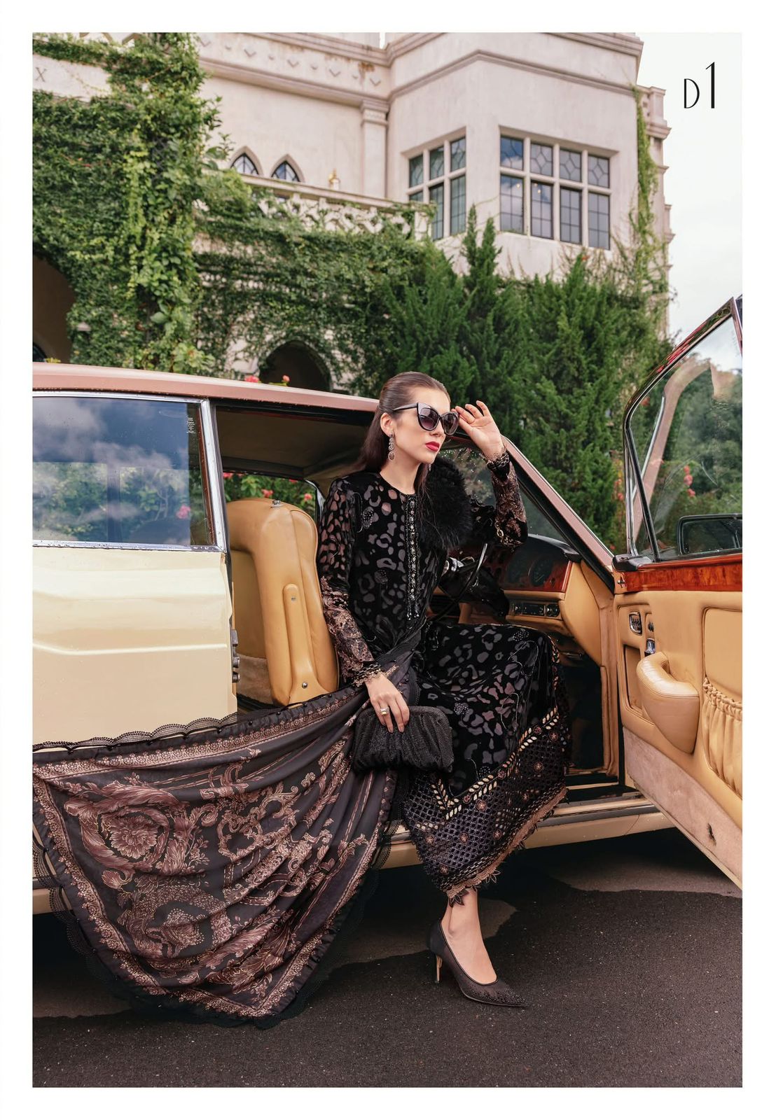 Maria B Luxury Velvet Palachi Suit | Hand Embellished Silk Shawl Edition