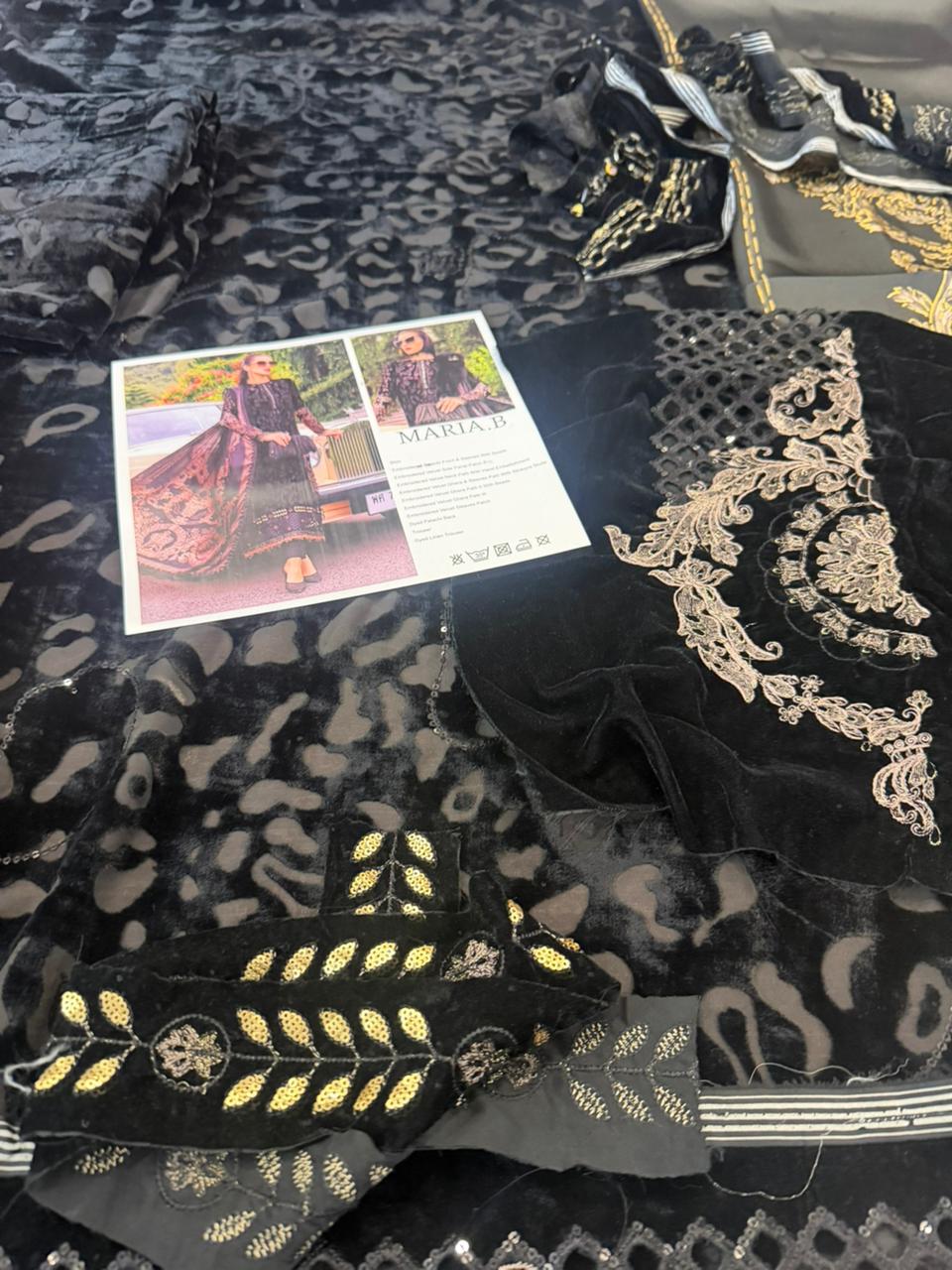 Maria B Luxury Velvet Palachi Suit | Hand Embellished Silk Shawl Edition