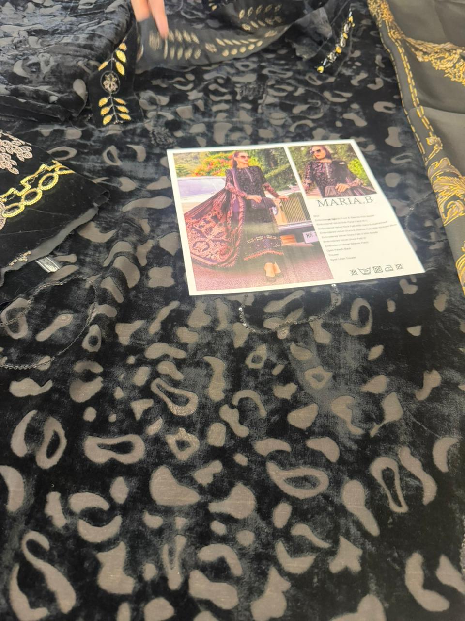 Maria B Luxury Velvet Palachi Suit | Hand Embellished Silk Shawl Edition