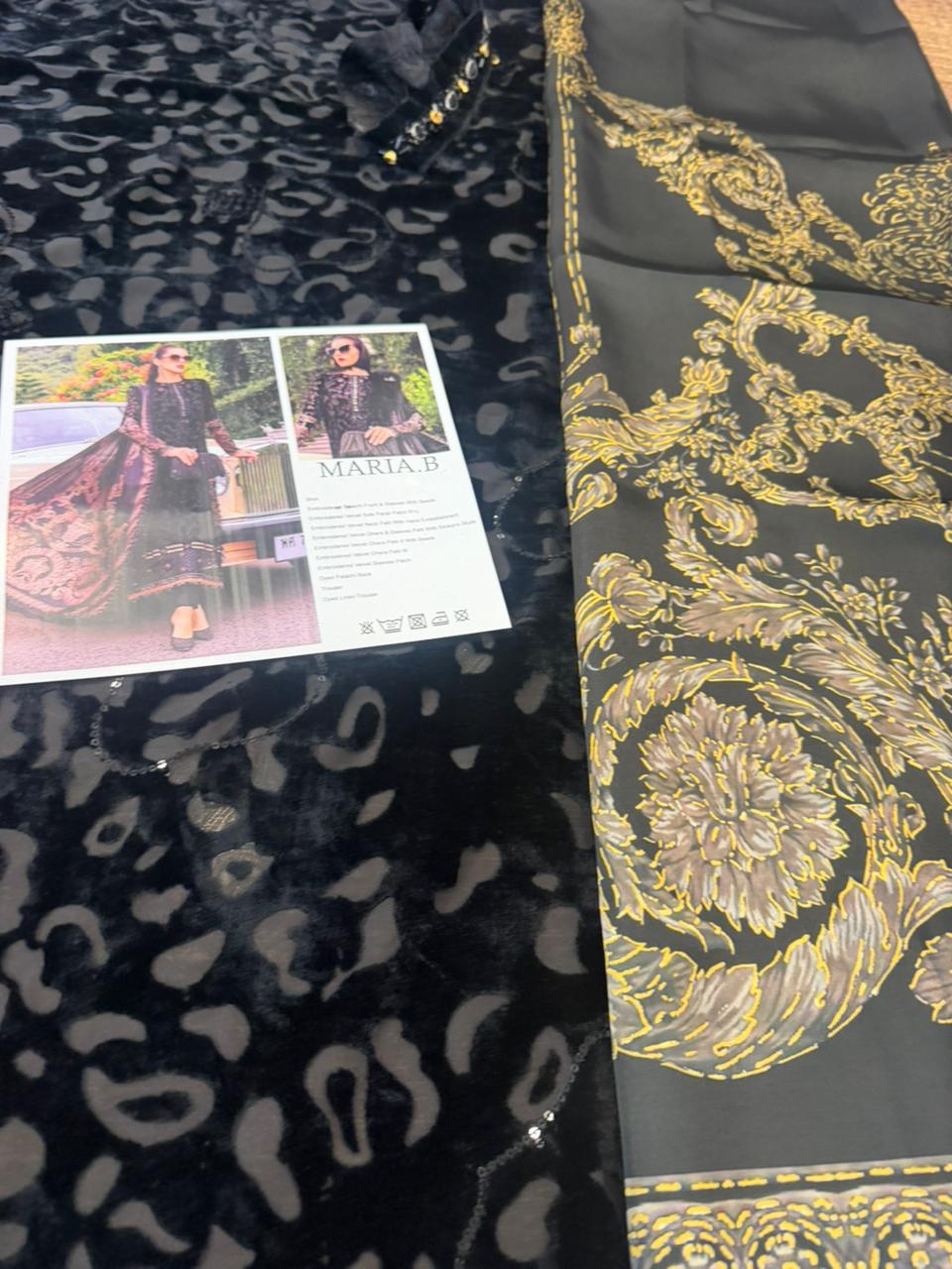 Maria B Luxury Velvet Palachi Suit | Hand Embellished Silk Shawl Edition