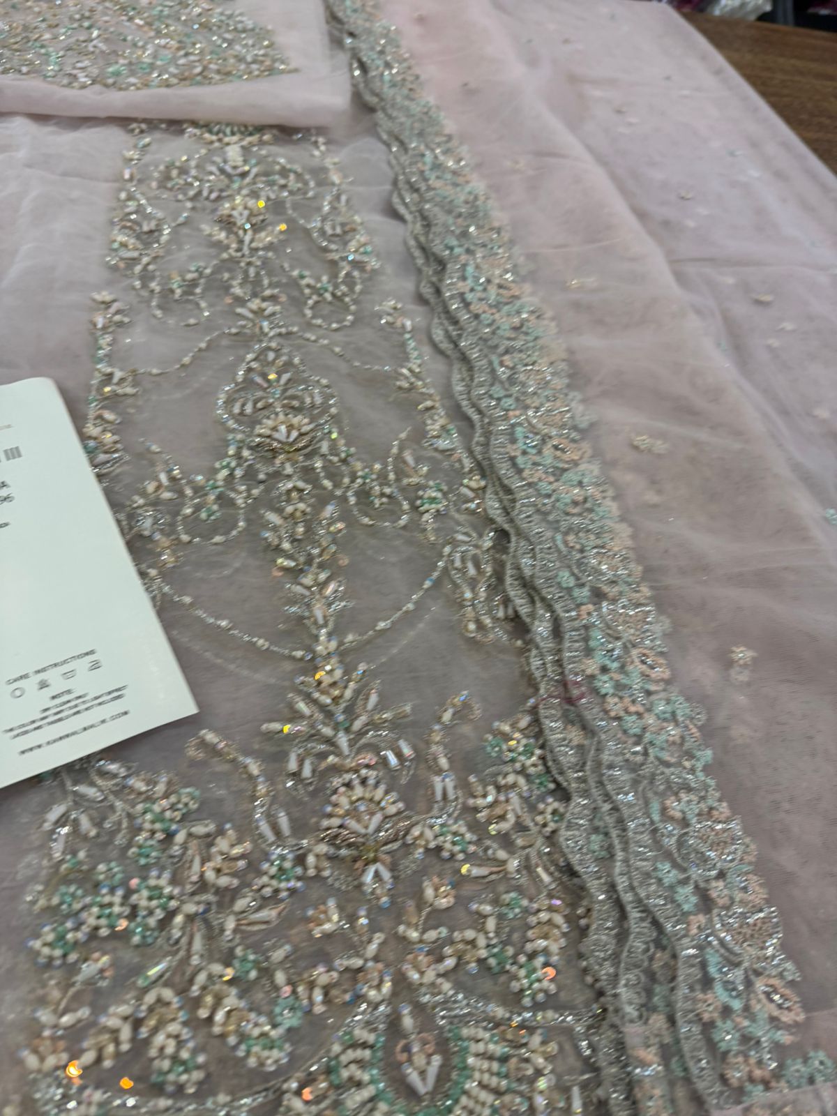 Kanwal Malik Baby Pink Gown | Hand-Embroidered Organza & Korean Silk Lehnga