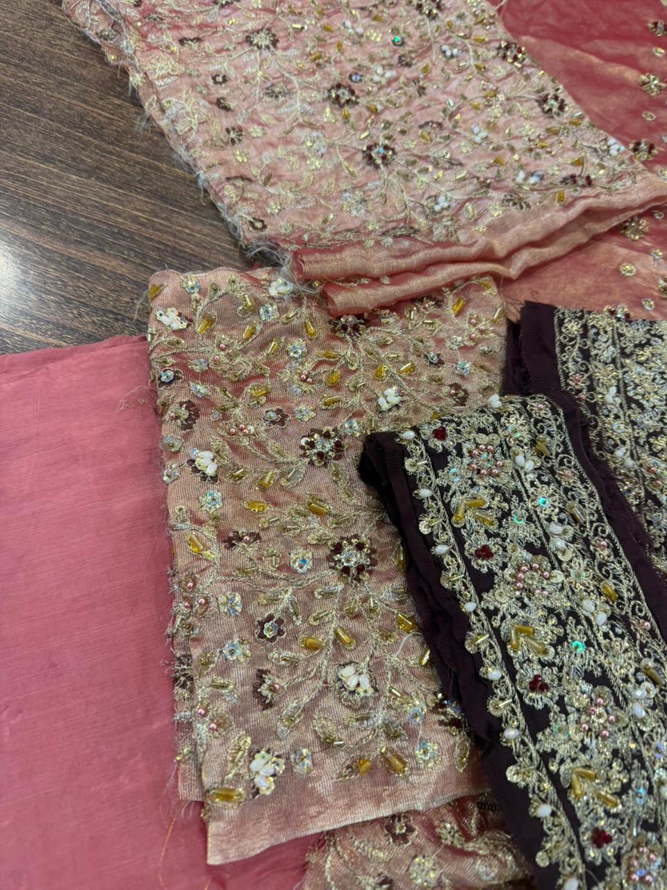 Haris Shakeel Fareeha | Embroidered Pink Peach Wedding Formal with Gold Work