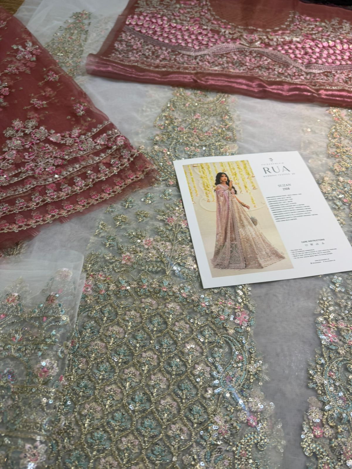 Faiza Saqlain Suzan | Blush Pink Tissue & Net Lehnga