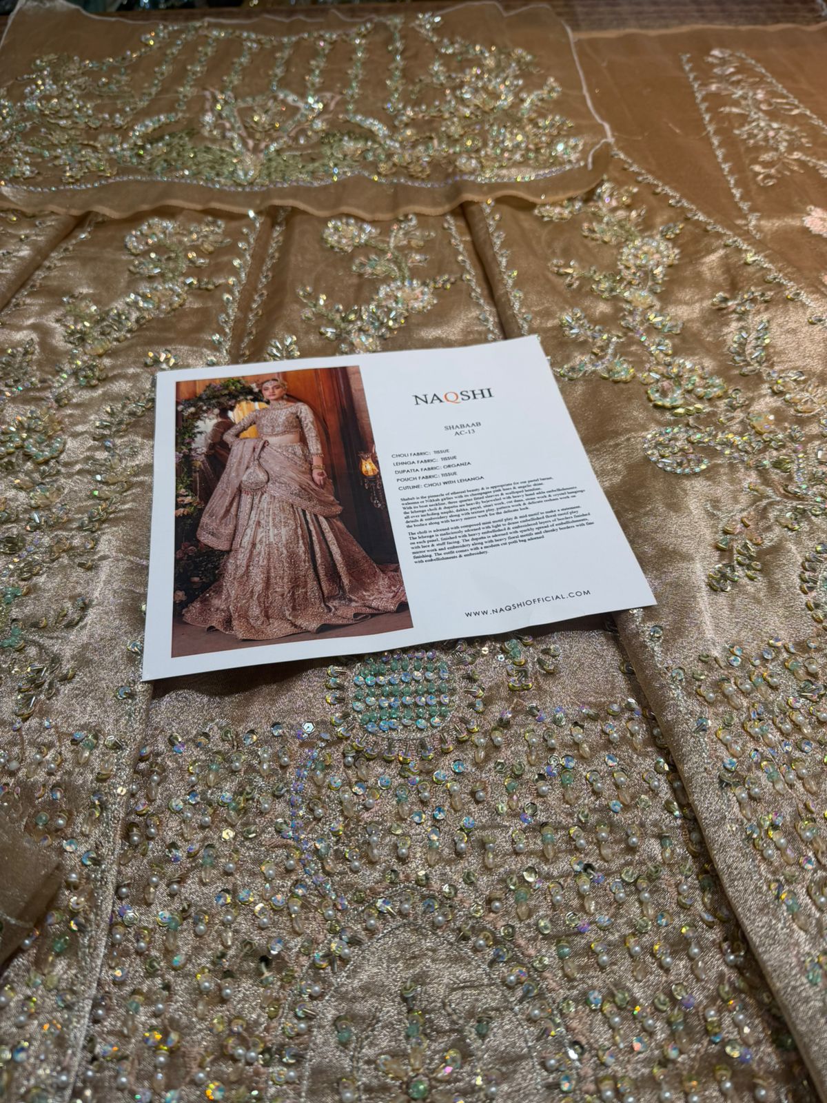 Naqshi Pastel Pink Bridal Lehenga | Hand-Embellished Tissue Choli & Organza Dupatta