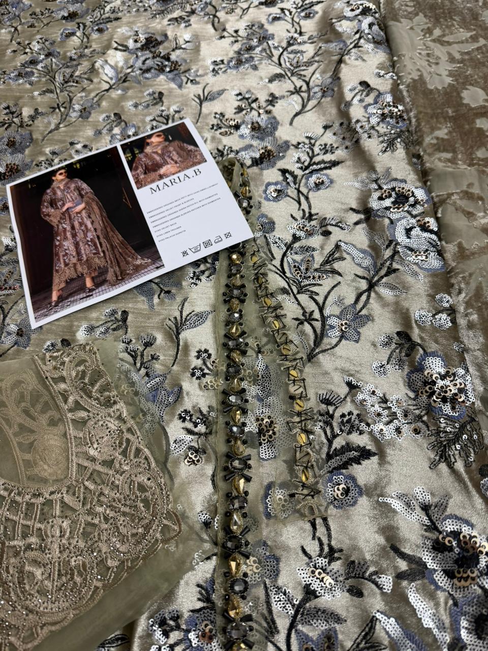 Maria B. Luxury Collection – Coffee Embroidered Velvet