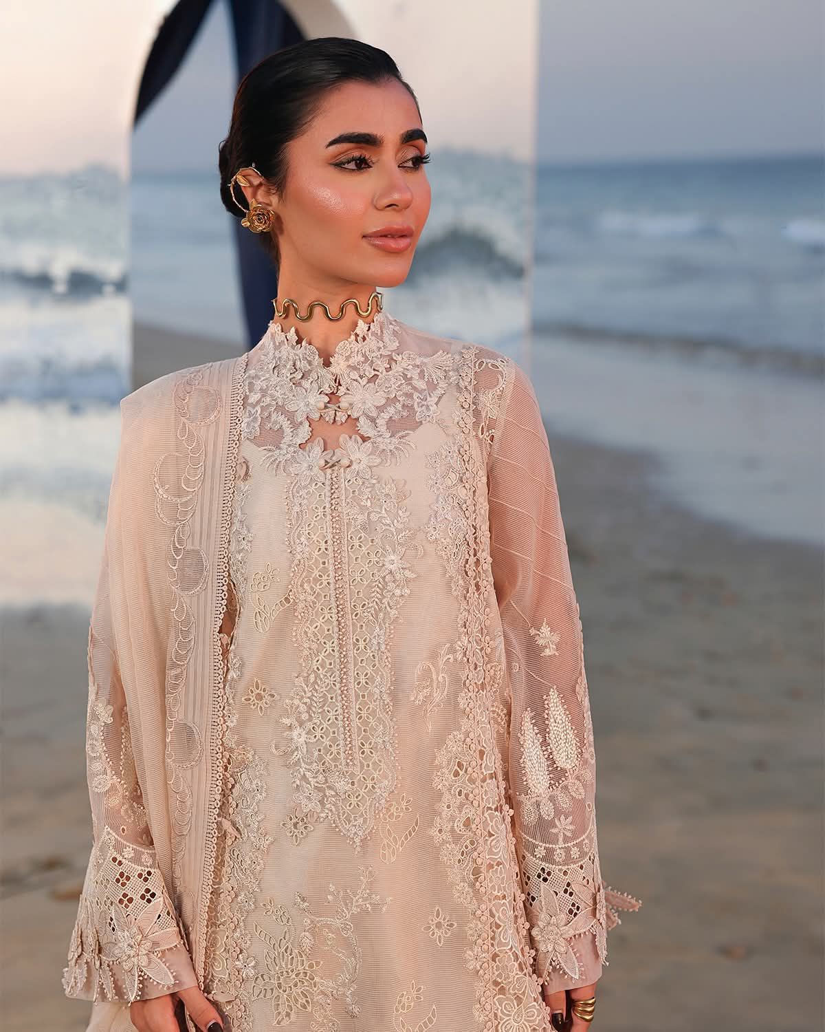Qalamkar Lawn 2026 | Chikankari Embroidered Rocket Net