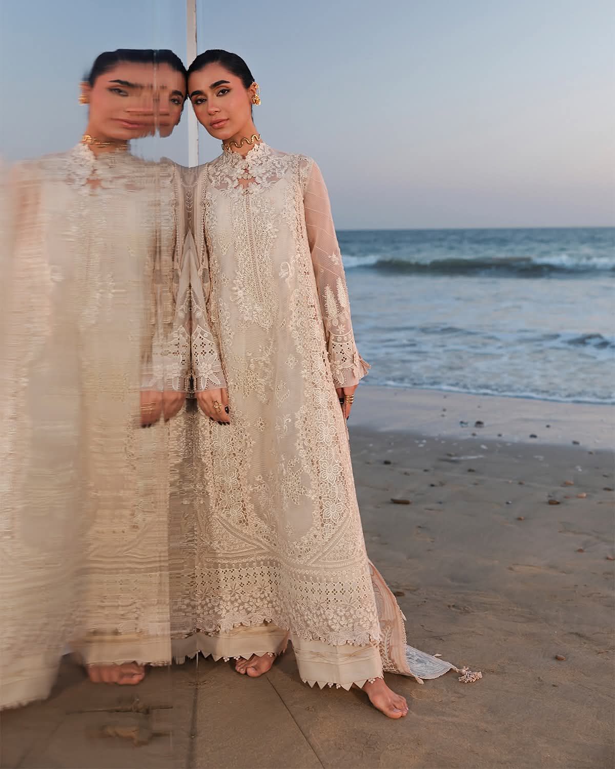 Qalamkar Lawn 2026 | Chikankari Embroidered Rocket Net