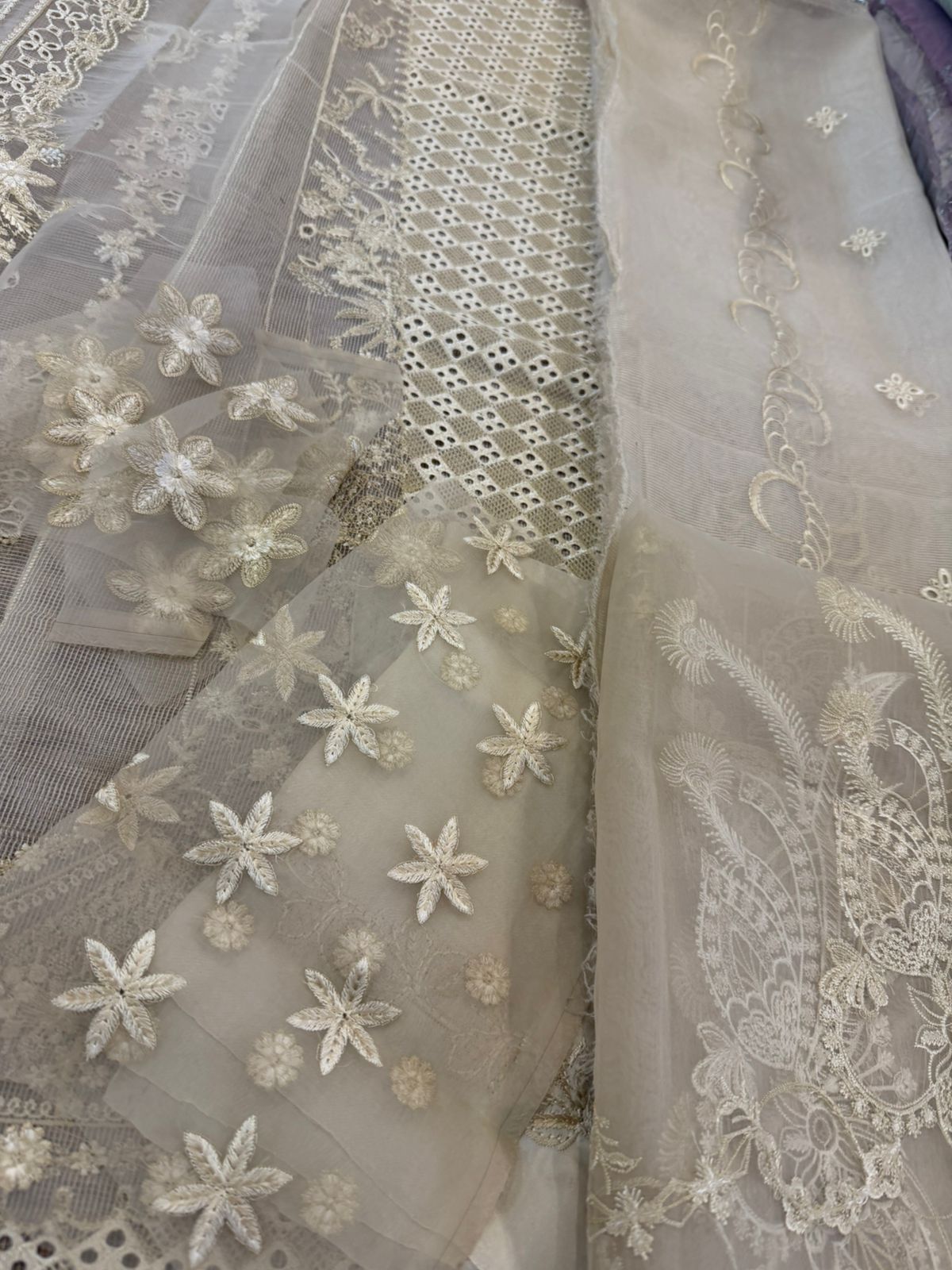Qalamkar Lawn 2026 | Chikankari Embroidered Rocket Net