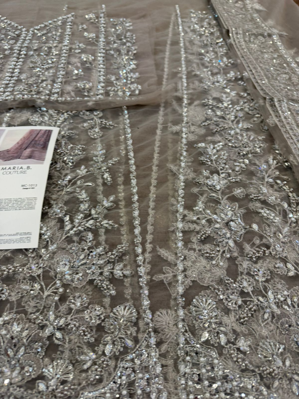 Maria B Sylvana | Mouse Grey Hand-Embellished Bridal Frock & Net Gown