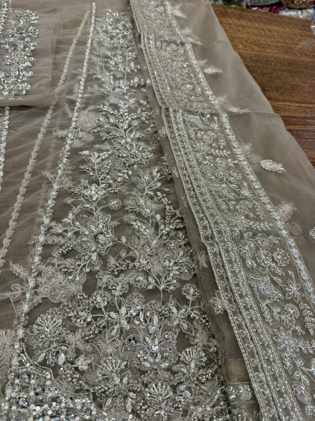 Maria B Sylvana | Mouse Grey Hand-Embellished Bridal Frock & Net Gown