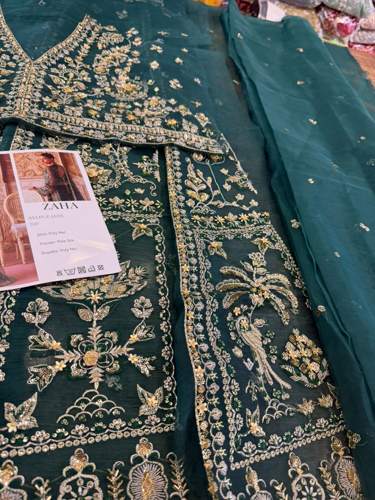 Zaha Aylin-e-Jade | Deep Jade Hand-Embellished Net Wedding Edition