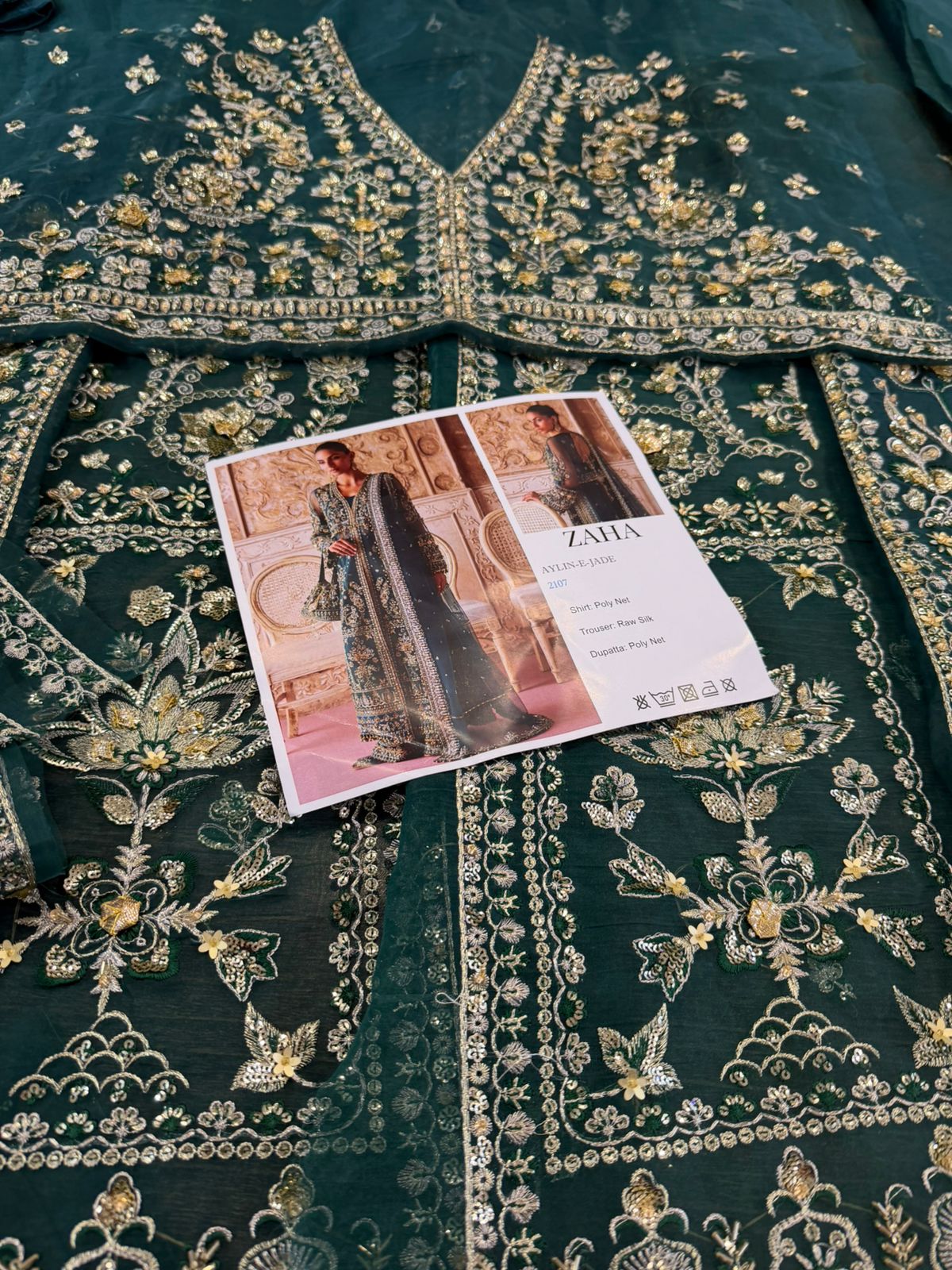 Zaha Aylin-e-Jade | Deep Jade Hand-Embellished Net Wedding Edition