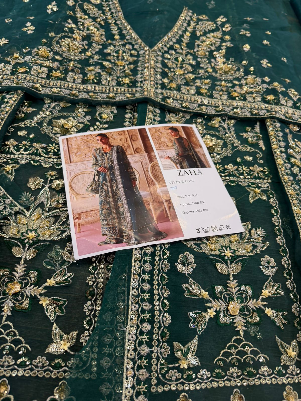 Zaha Aylin-e-Jade | Deep Jade Hand-Embellished Net Wedding Edition