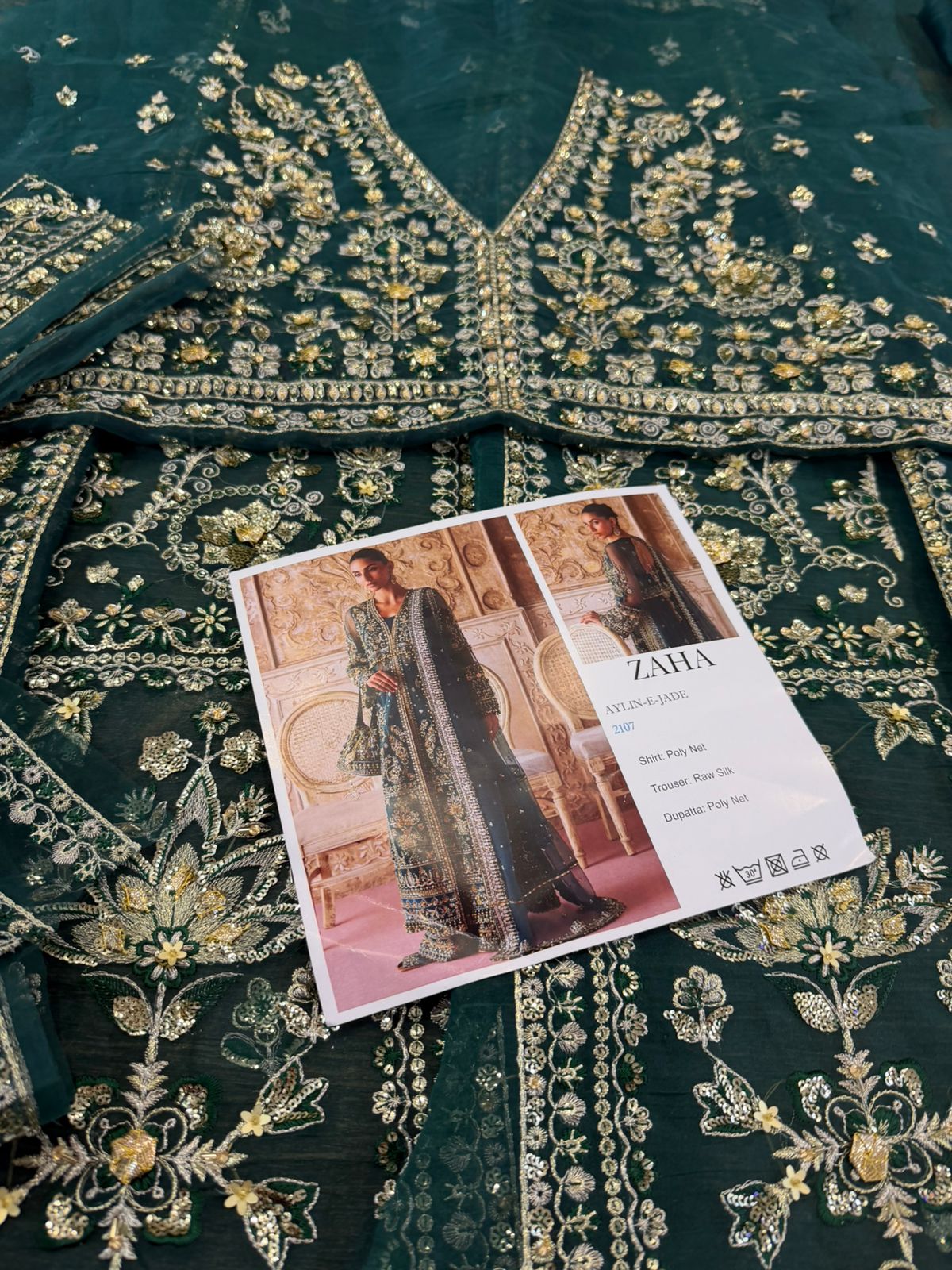 Zaha Aylin-e-Jade | Deep Jade Hand-Embellished Net Wedding Edition