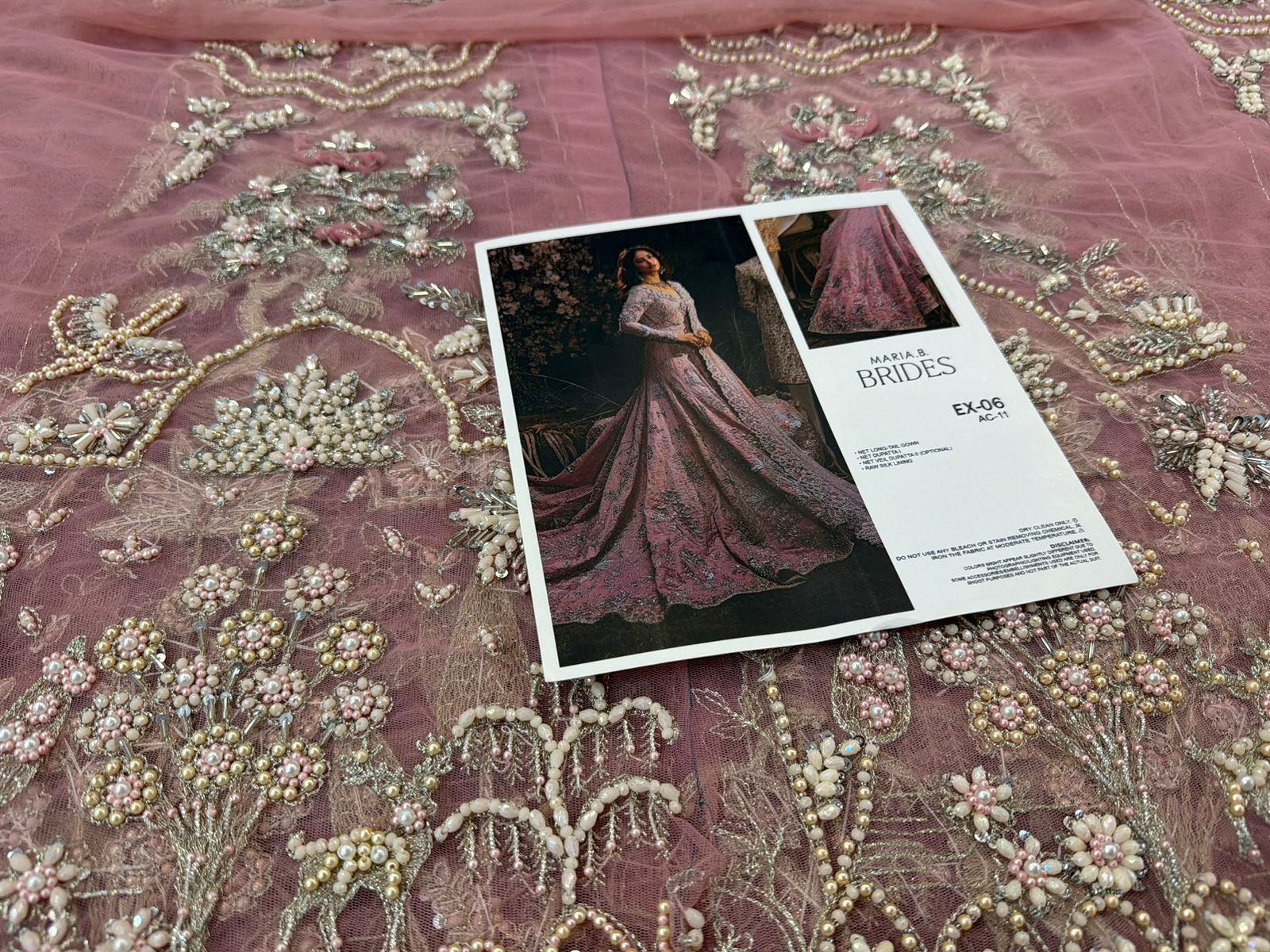 Maria B | Powder Peach 16-Panelled 3D Gotta Lehenga