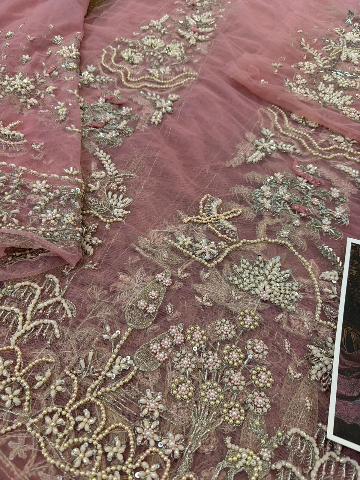 Maria B | Powder Peach 16-Panelled 3D Gotta Lehenga