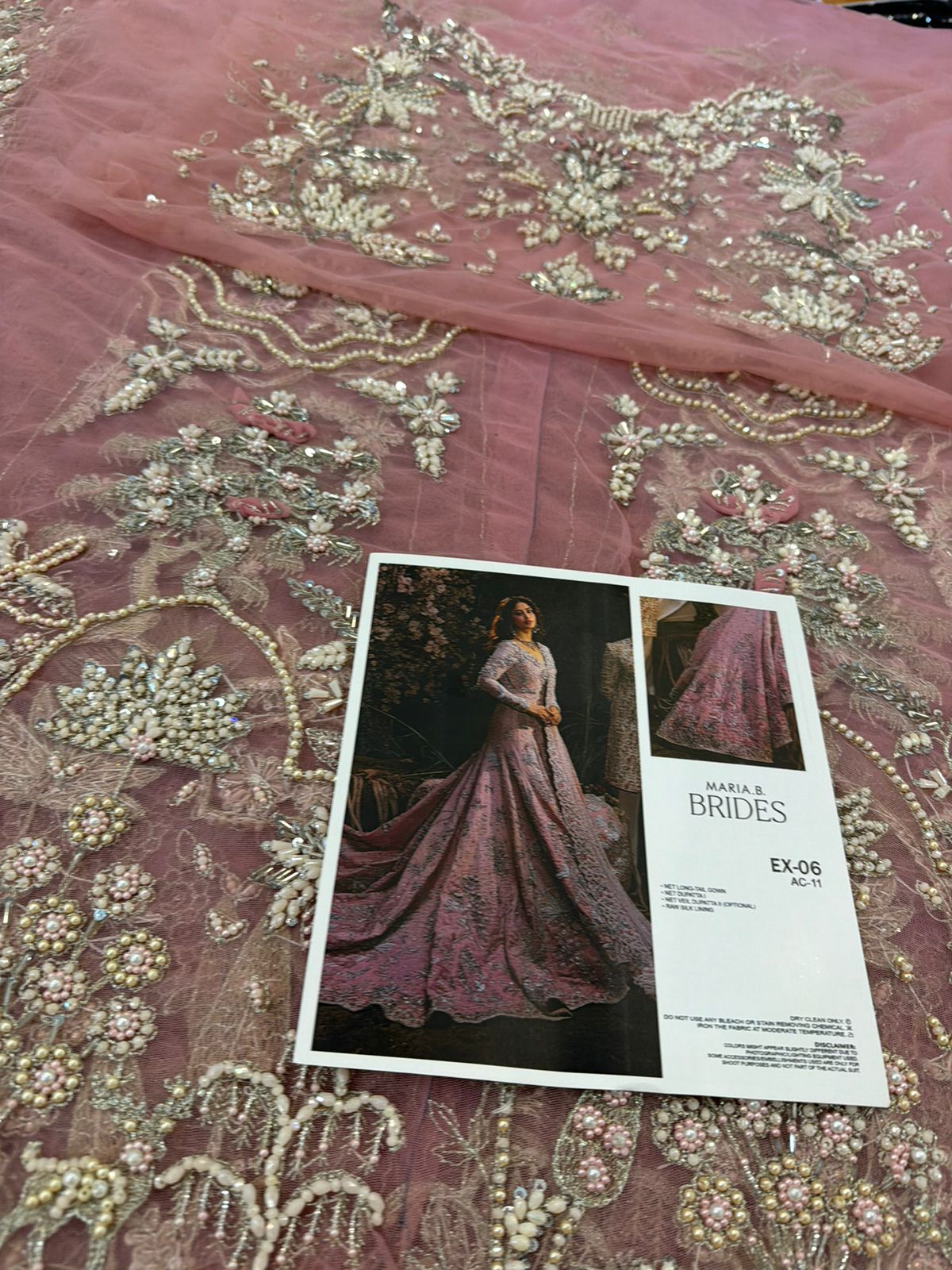 Maria B | Powder Peach 16-Panelled 3D Gotta Lehenga